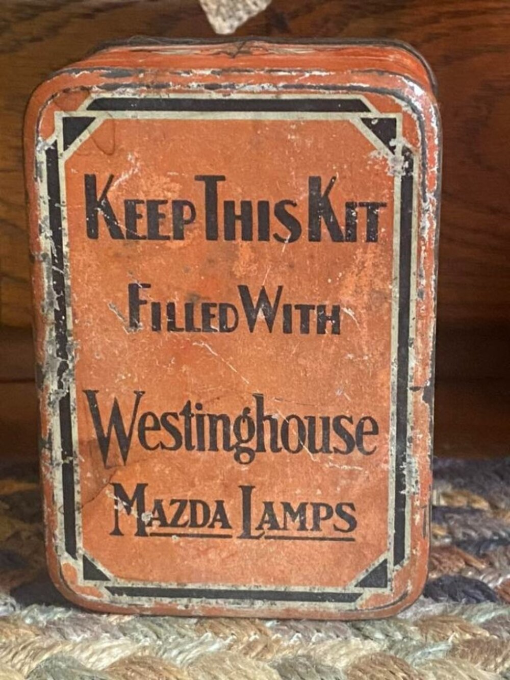 Vintage Westinghouse Mazda Lamps Tin Box Drive Safely Spare Bulbs Storage Contai